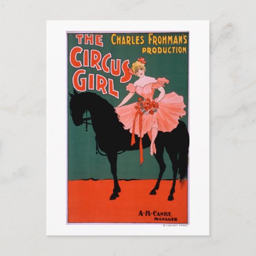 The Circus Girl _ Woman on Horse Theatrical Postcard