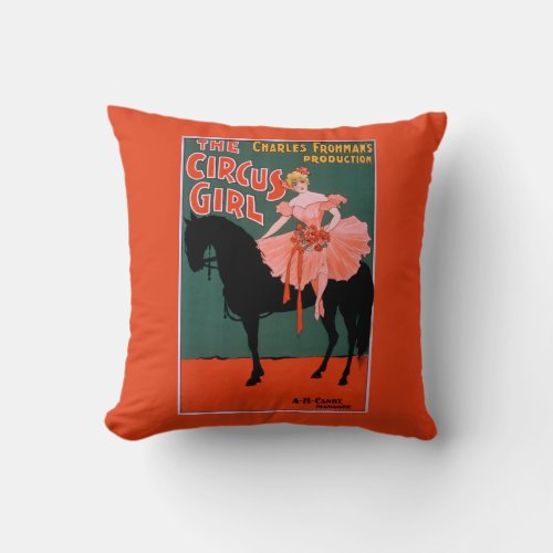 The Circus Girl _ Woman on Horse Theatrical Throw Pillow