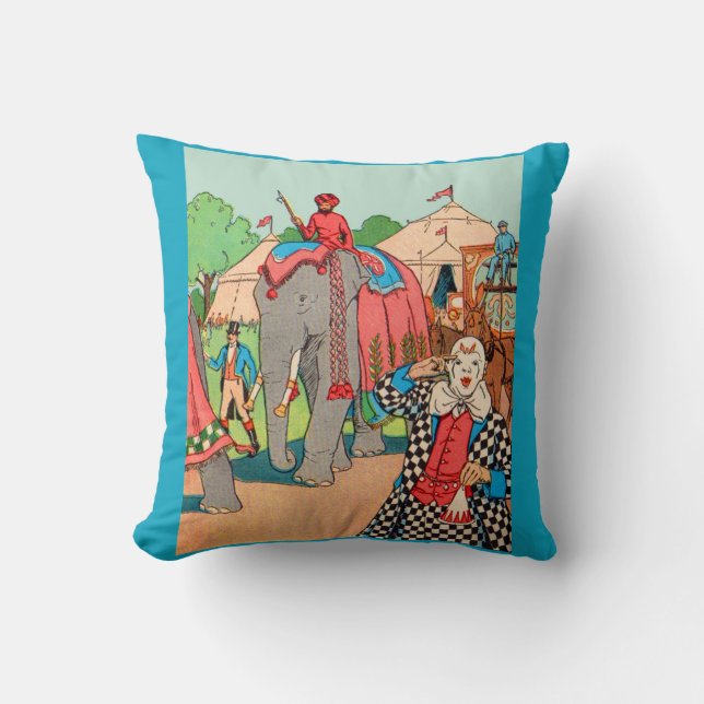 The circus is coming to town print throw pillow (Front)