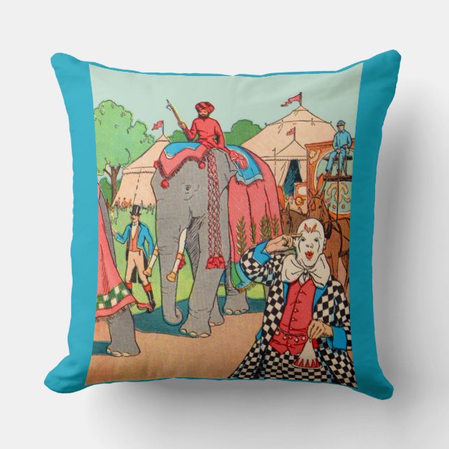 The circus is coming to town print throw pillow (Front)