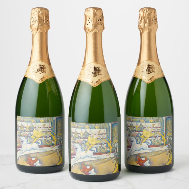 The Circus, Le Cirque, 1891 by Georges Seurat Sparkling Wine Label (Bottles)