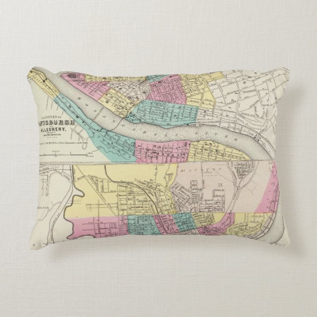 The Cities Of Pittsburgh Allegheny Cincinnati Accent Pillow (Front)