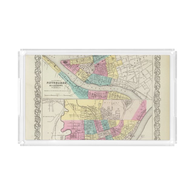 The Cities Of Pittsburgh Allegheny Cincinnati Acrylic Tray (Front)