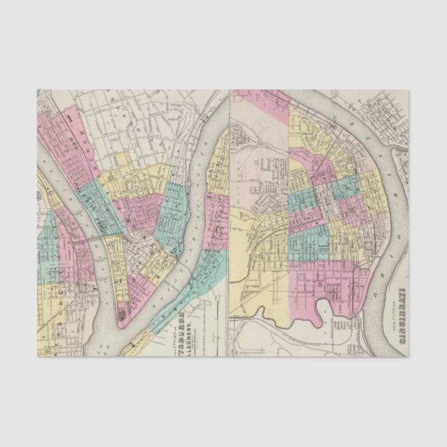 The Cities Of Pittsburgh Allegheny Cincinnati Tissue Paper (Front)