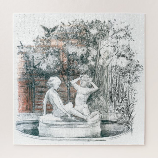 the city fountain with figurines of girls jigsaw puzzle (Vertical)