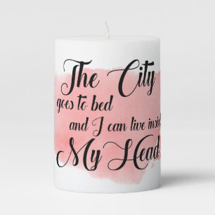 The City Goes To Bed Quote Candle