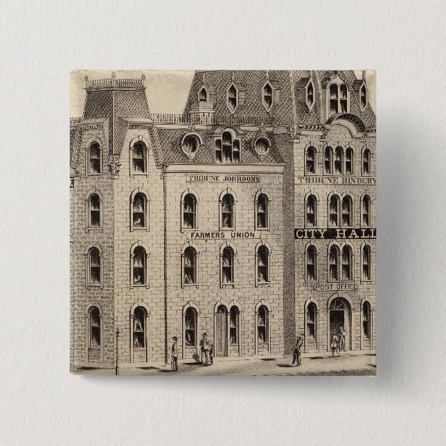 The City Hall of Minneapolis, Minnesota Pinback Button (Front)