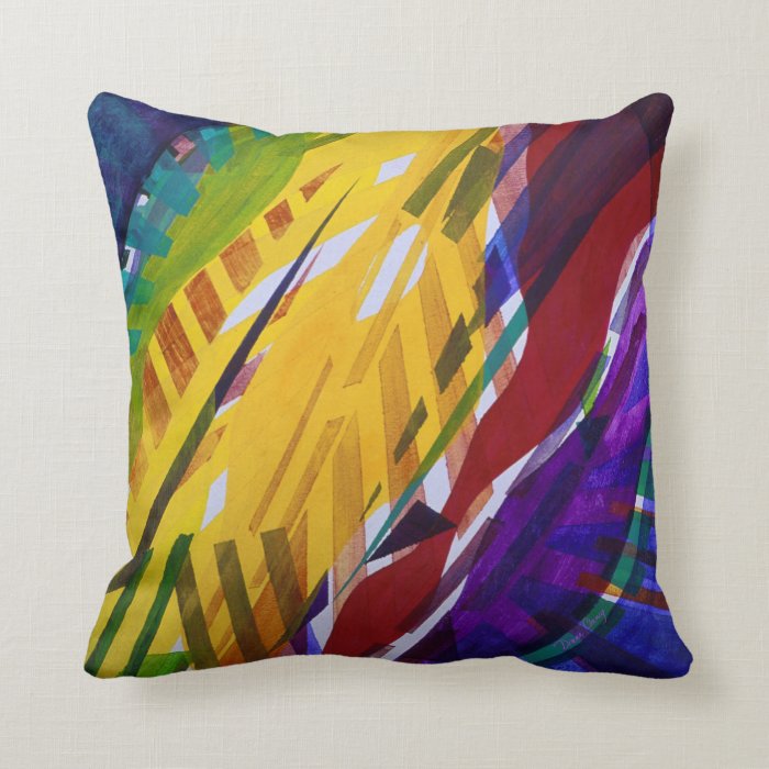 The City II   Abstract Rainbow Streams Throw Pillows