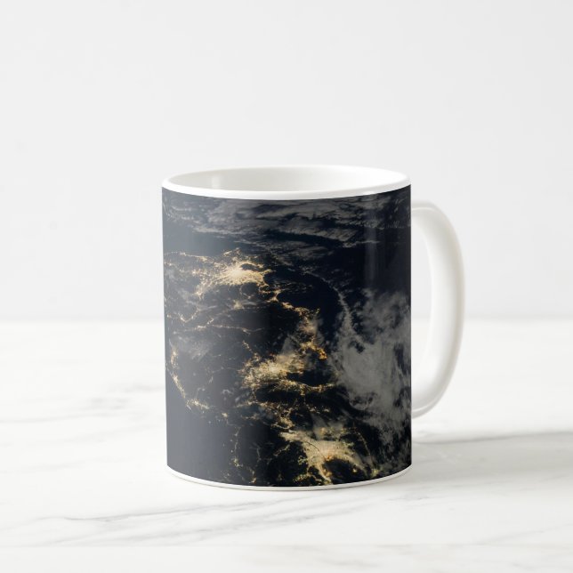 The City Lights Of Japan At Night. Coffee Mug (Front Right)