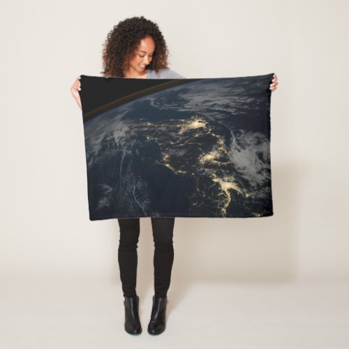 The City Lights Of Japan At Night Fleece Blanket