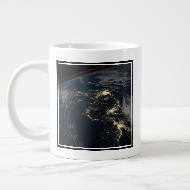 The City Lights Of Japan At Night. Giant Coffee Mug (Left)