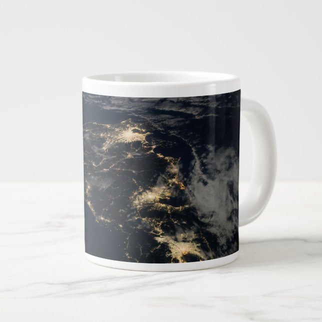 The City Lights Of Japan At Night. Giant Coffee Mug (Front Right)