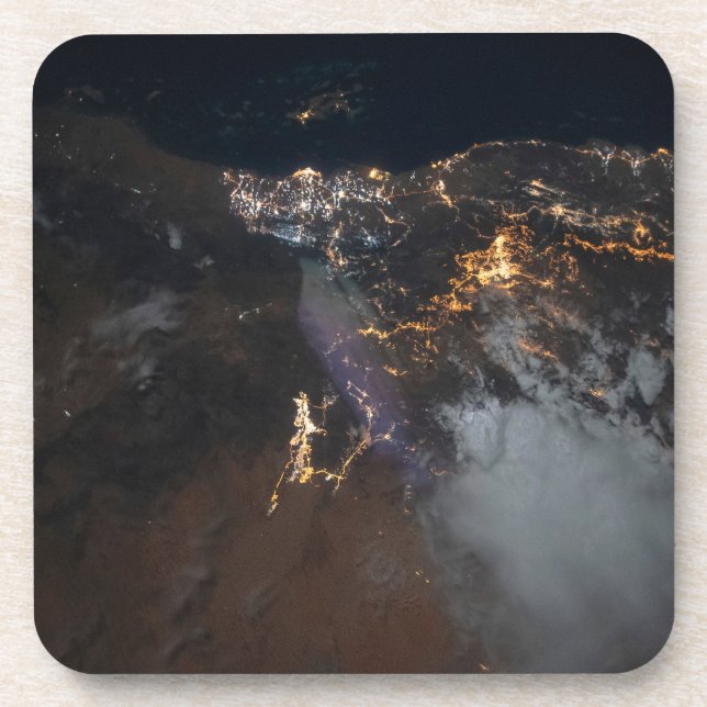 The City Lights Of Jazan And Its Suburbs Beverage Coaster (Front)
