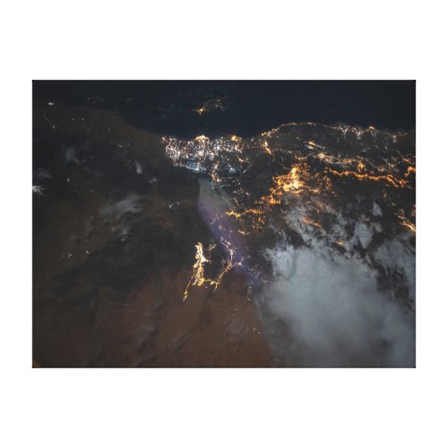 The City Lights Of Jazan And Its Suburbs Canvas Print