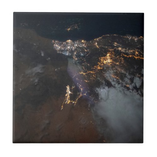 The City Lights Of Jazan And Its Suburbs Ceramic Tile