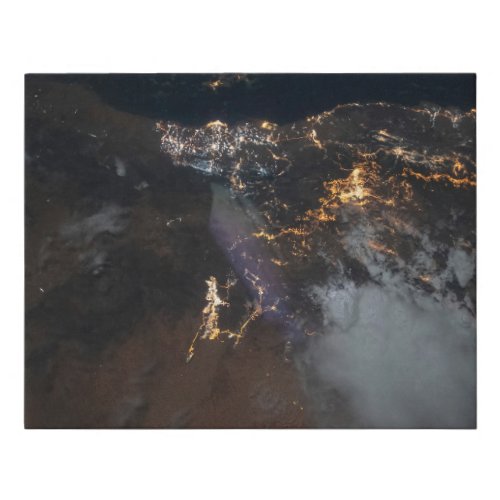 The City Lights Of Jazan And Its Suburbs Faux Canvas Print