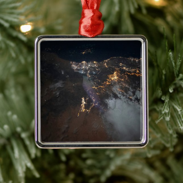 The City Lights Of Jazan And Its Suburbs Metal Ornament (Tree)