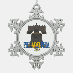 The City of Brotherly Love Snowflake Pewter Christmas Ornament
