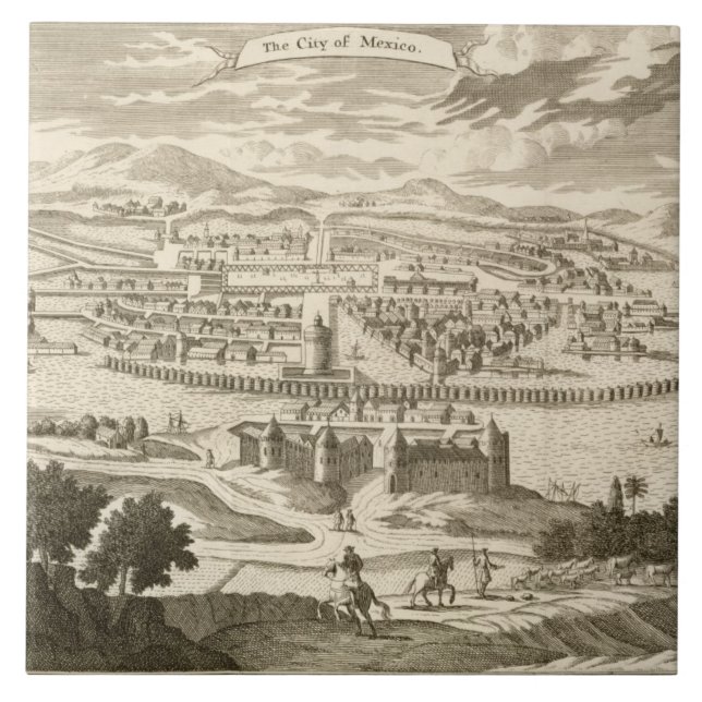 The City of Mexico, 1723 (engraving) Ceramic Tile (Front)