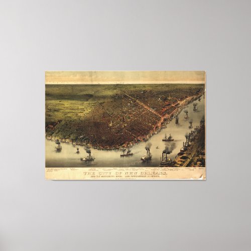 The city of New Orleans 1885 Canvas Print