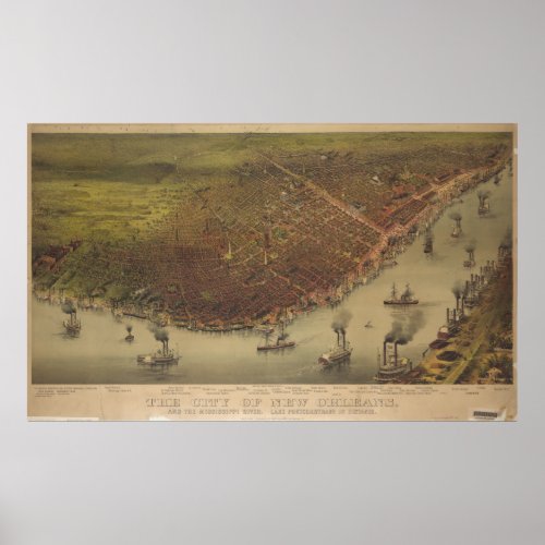 The City of New Orleans Louisiana from 1885 Poster
