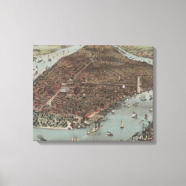 The City of New York | 1883 (Colour Lithograph) Canvas Print (Front)