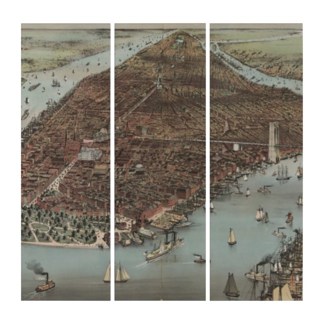 The City of New York | 1883 (Colour Lithograph) Triptych (Front)