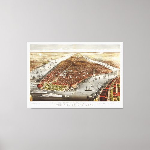 The City of New York by Currier and Ives 1876 Canvas Print