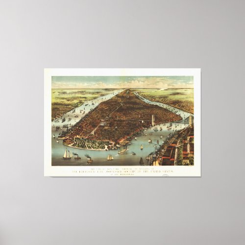 The City of New York by Currier and Ives 1883 Canvas Print
