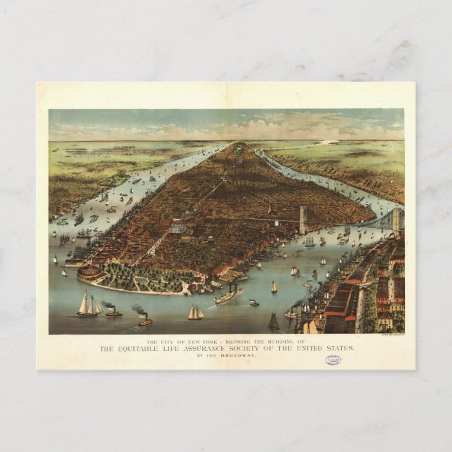 The City of New York by Currier and Ives (1883) Postcard (Front)
