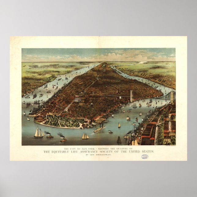 The City of New York by Currier and Ives (1883) Poster (Front)