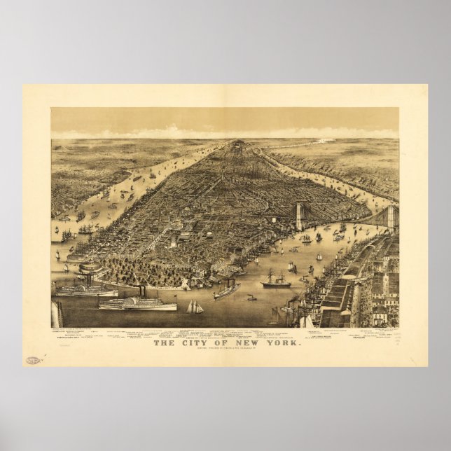 The City of New York by Currier & Ives (1886) Poster (Front)