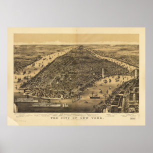 The City of New York by Currier & Ives (1889) Poster