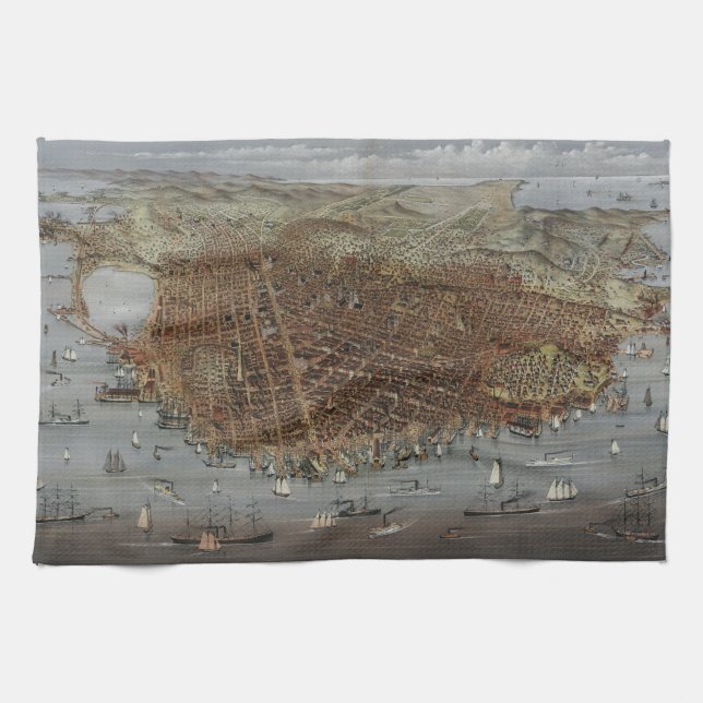 The City of San Francisco California from 1878 Kitchen Towel (Horizontal)
