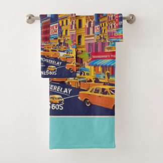 The City That Never Sleeps | Retro Art Print Bath Towel Set