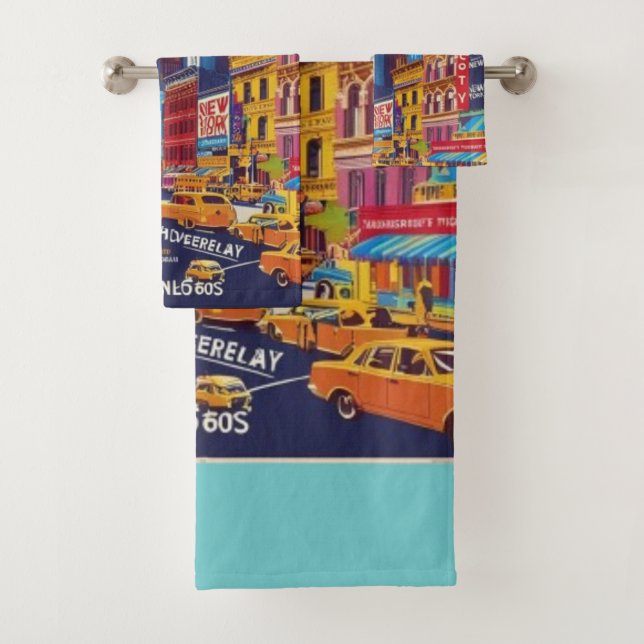 The City That Never Sleeps | Retro Art Print Bath Towel Set (Insitu)