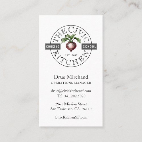 The Civic Kitchen Classic Serif Business Card