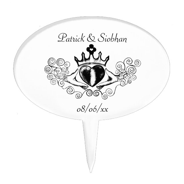 The Claddagh (Black) Cake Topper (Front)