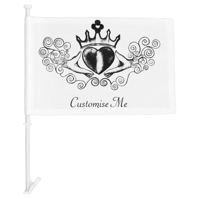 The Claddagh (Black) Car Flag (Front)