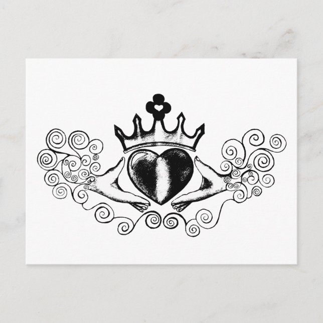 The Claddagh (Black) Postcard (Front)
