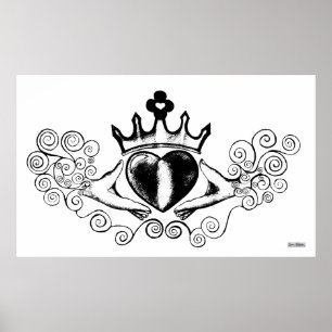 The Claddagh (Black) Poster