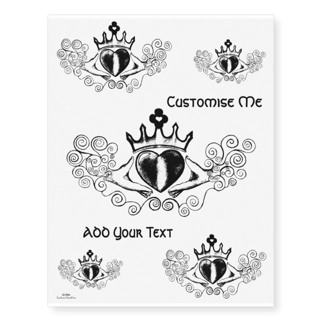 The Claddagh (Black) Temporary Tattoos (Front)