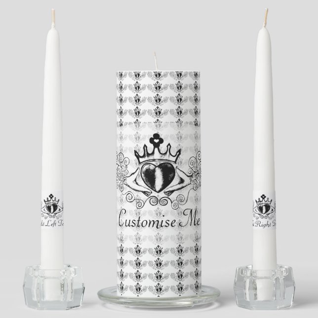 The Claddagh (Black) Unity Candle Set (Front)