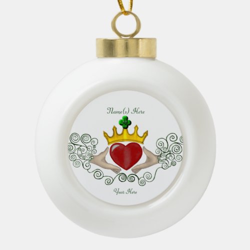 The Claddagh Full Colour Ceramic Ball Christmas Ornament