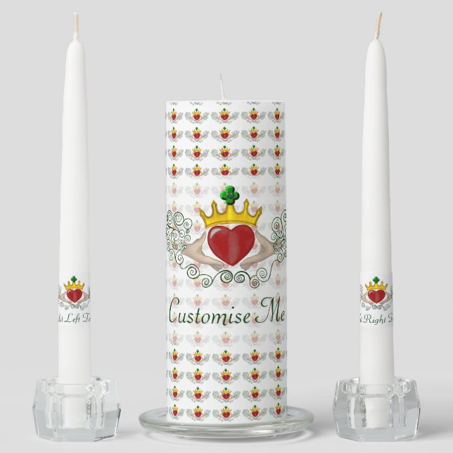 The Claddagh (Full Colour) Unity Candle Set (Front)