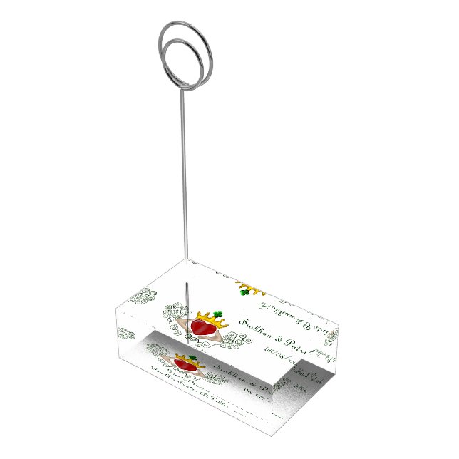 The Claddagh (Full Colour) (Wedding) Table Card Holder (Corner)