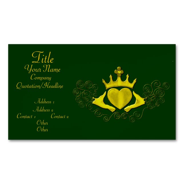 The Claddagh (Gold) Business Card Magnet (Front)