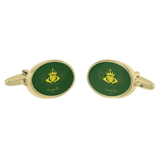 The Claddagh (Gold) Gold Cufflinks (Angled)