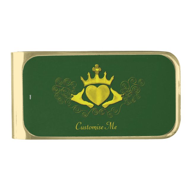 The Claddagh (Gold) Gold Finish Money Clip (Front)