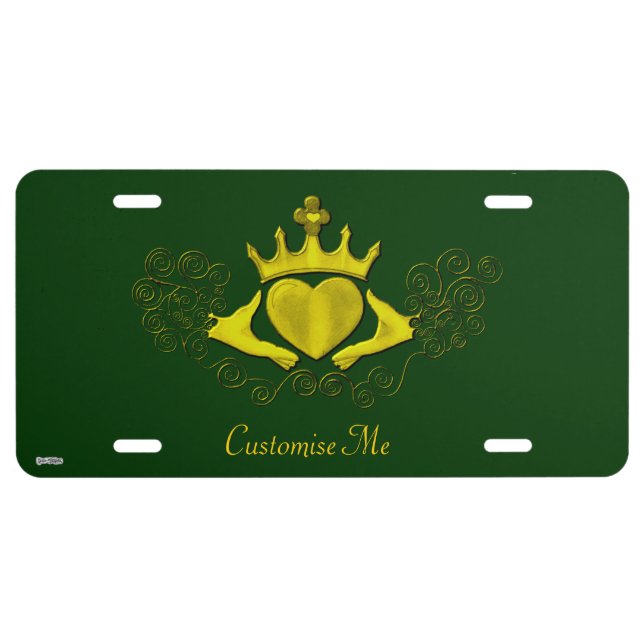 The Claddagh (Gold) License Plate (Front)